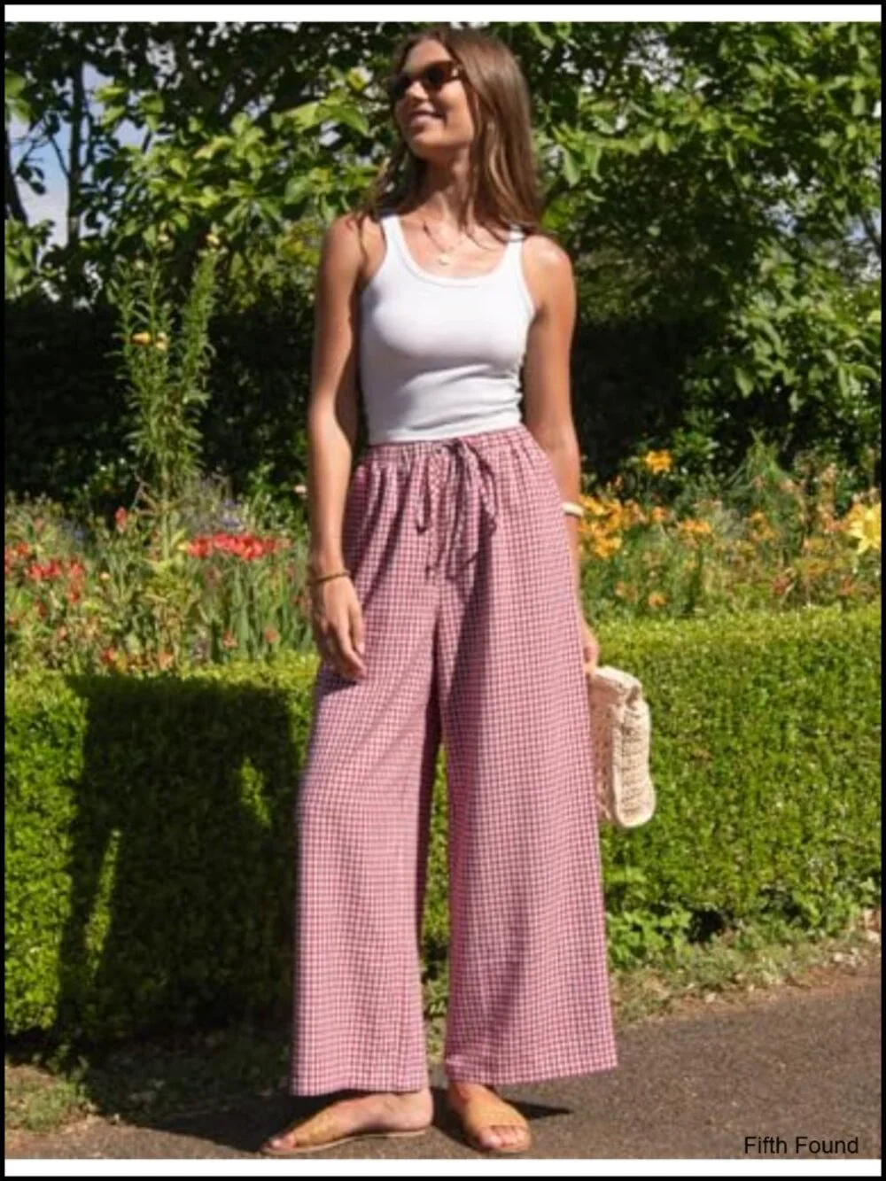 Linen Blend Wide Leg Palazzo Pants Drawstring Elastic Waist Casual Pockets